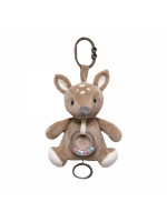 Závesná plyšová hračka s melódiou a hrkálkou Srnka, 18 cm - béžová