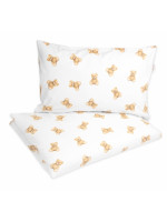 Detské obliečky, bavlna 2D 140x200/70x90 - Míša - biela s potlačou