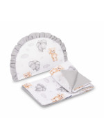 2D sada do kočíka, postieľky, kolísky, mušelín, bavlna, Medvedík, šedá, biela