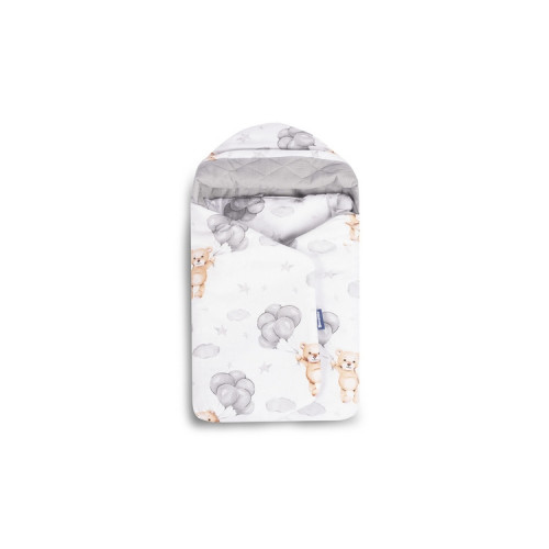 Zavinovačka 2v1 do autosedačky, kočíka, mušelín, bavlna, Medvedík, šedá