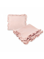 Luxusná 2D sada Nature - vankúšik a deka s volánikom - pudrově ružová
