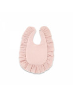 Nepremokavý mušelínový podbradník s volánikom Nature - pudrově ružová