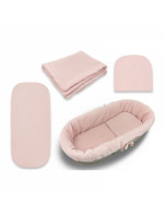 Mušelínová sada do hlbokej korby kočíka 4v1 Nature - pudrovo ružová