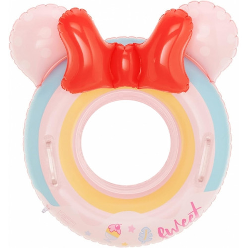 Detský nafukovací kruh Myška ružový 50cm s úchytmi