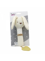 Plyšová hračka s pískátkem a hryzátkom Zajačik - smotanový