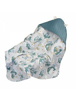 Zavinovacia deka s kapucňou Velvet/bavlna, Dráčik - zelená