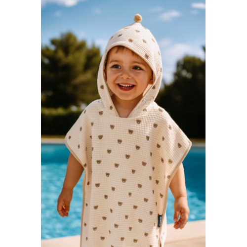 Mušelínové pončo Macko - béžové