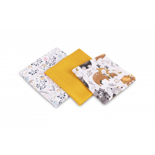 Mušelínové plienky 3 ks - sada rôznych veľkostí - Zvieratká