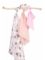 Mušelínové plienky 3 ks - sada rôznych veľkostí - Kvety ružové