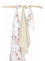 Mušelínové plienky 3 ks - sada rôznych veľkostí - Kvietky, listočky