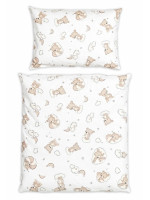 Obliečky do postieľky, bavlna, 2D sada, Malý Macko - biela s potlačou