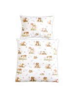 Obliečky do postieľky, 2D sada - Roztomilé zvieratká, biela/hnedá, 135x100 cm