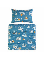 Obliečky do postieľky, 2D súprava - Malý staviteľ, modrá