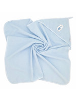 Osuška s kapucňou a uškami Medvedík, 100x100 cm - modrý