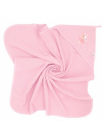 Osuška s kapucňou a uškami Baletka, 100x100 cm - ružová