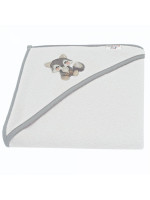 Osuška s kapucňou a uškami Vlček, 80x80 cm - šedý