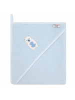 Osuška s kapucňou a uškami Medvedík, 80x80 cm - modrý