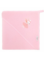 Osuška s kapucňou a uškami Baletka, 80x80 cm - ružová