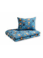 Detské obliečky, bavlna 2D 140x200/70x90 - Mačky Mourci - modré