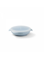 Silikónová miska s prísavkou a viečkom - modrý