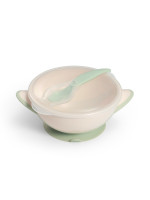 Uzatvárateľný miska s prísavkou a lyžičkou - ecru, zelená