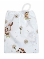 Vrecko na prezuvky 40x32cm, bavlna, Kocúrik a púpava - biela