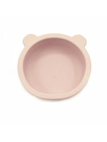 Silikónová miska s prísavkou Medvedík, priemer 12 cm - púdrová