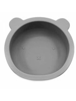 Silikónová miska s prísavkou Medvedík, priemer 12 cm - sivá