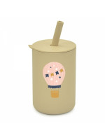 Silikónový hrnček so slamkou Balón, 150 ml - sv. béžový