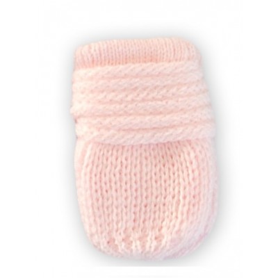 BABY NELLYS Zimné pletené dojčenské rukavičky - sv. ružové