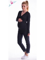 Be MaaMaa Tehotenská mikina s kapucňou OLINA - čierna, L/XL