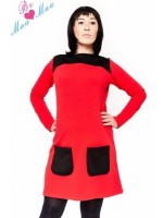 Be MaaMaa Tehotenské šaty / tunika Lizzy dl. rukáv - čierna / červená