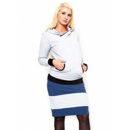 Tehotenská sukňa Be Maamaa - LORA jeans / zv. šedé