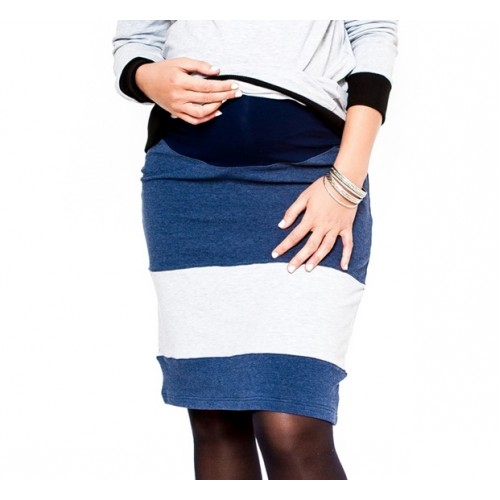 Tehotenská sukňa Be Maamaa - LORA jeans / zv. šedé