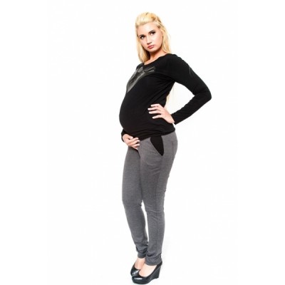 Tehotenské nohavice Be Maamaa - NINA sivá, vel. XL