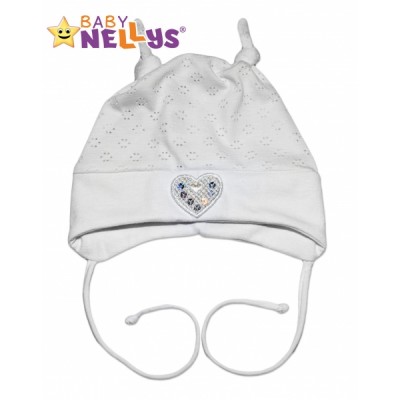 Bavlnená čiapočka Srdíčko Baby Nellys ® - biele