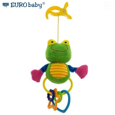 Euro Baby Plyšová hračka s klipom a hrkálkou - Žabička