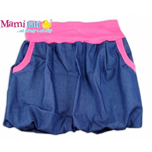 Mamitati Balónová sukně NELLY  - jeans denim granát/ růžové lemy