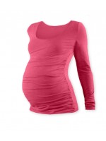 JOŽÁNEK Tehotenské tričko JOHANKA s dlhým rukávom - lososovo ružová, vel. L/XL