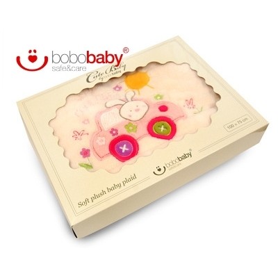 BOBO BABY Detská deka BOBOBABY - Králiček v aute - krémová/ružová