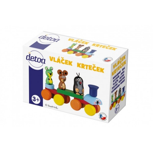 Teddies Vlak Krtek dřevo 15cm v krabičce