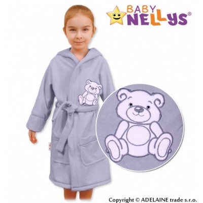 Baby Nellys Detský župan - Medvedík Teddy- sivý