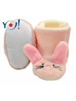 YO ! Zimné topánky/Šľapky polár YO! - králiček - sv. ružové