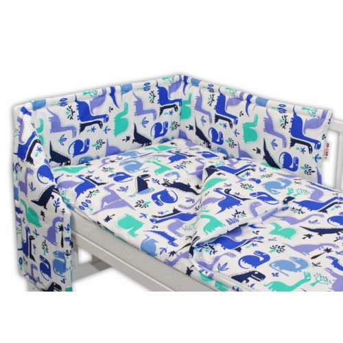 Baby Nellys Mantinel s obliečkami 135x100 - Dinosaurus modrý