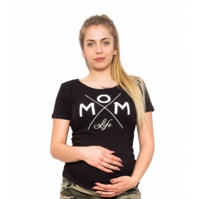 Be MaaMaa Tehotenské triko - Mom Live - čierna, vel. XL