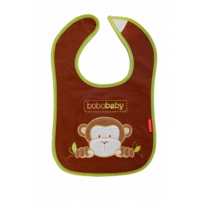 BOBO BABY Trojvrstvový bavlnený podbradník Opička - hnedý