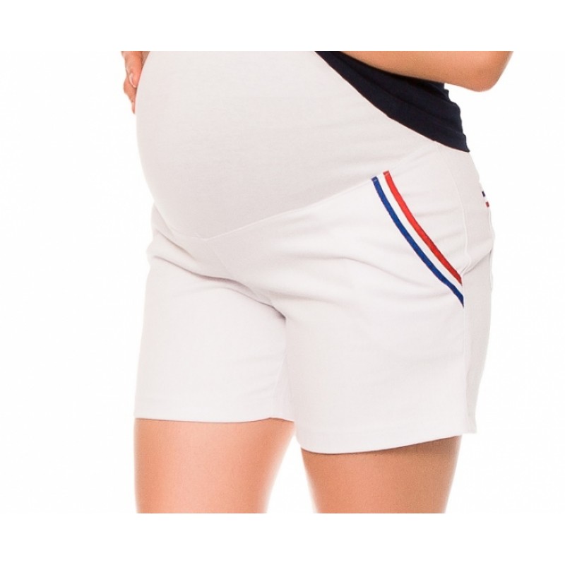 Be MaaMaa Tehotenské kraťasy Jeans Tommy - biele s prúžkom, vel´. S