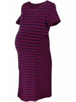 Be MaaMaa Tehotenské prúžkované šaty s Kr. rukávom - granát/bordo, vel´. L