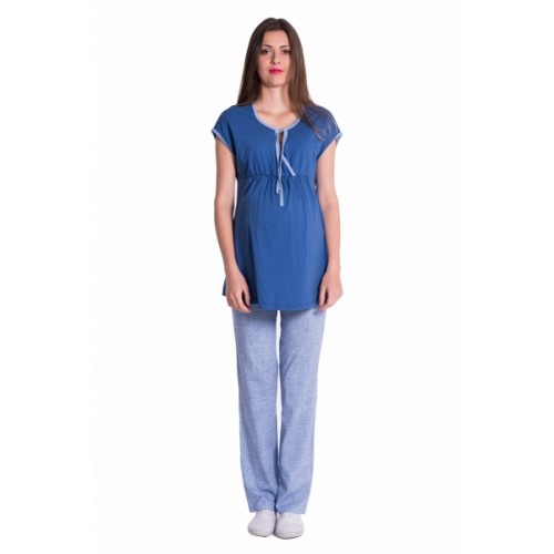 Be MaaMaa Tehotenské, dojčiace pyžamo - jeans/modrá