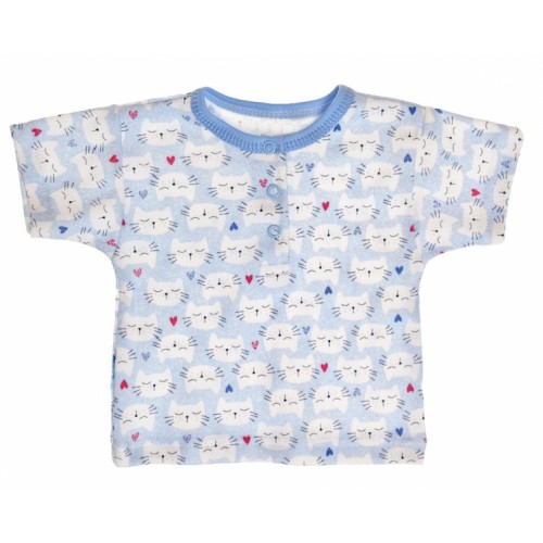 MBaby Bavlnené Polo tričko s krátkym rukávom Mačičky veľ. 68 - modré